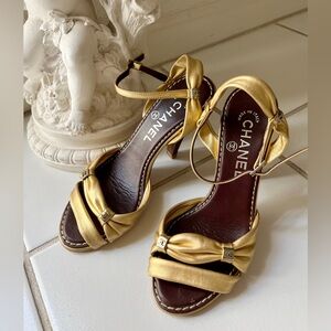 Chanel Interlocking CC Logo Lambskin Sandals